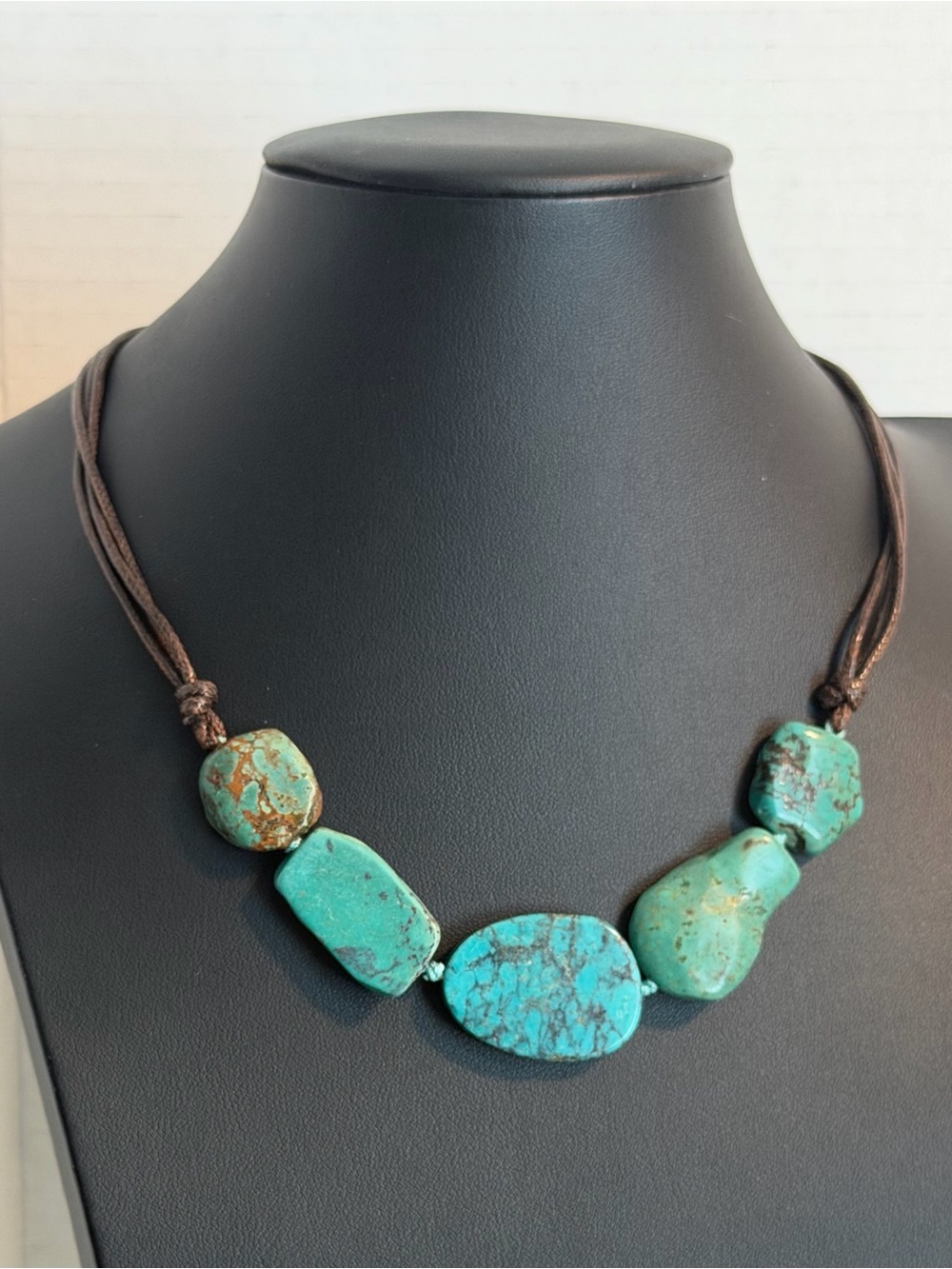 Vintage HSN Turquoise Stone Statement Necklace - Blue Green Beaded Design